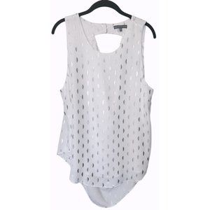 Brixon Ivy | White Silver Leaf Draped Open Back Blouse | XL